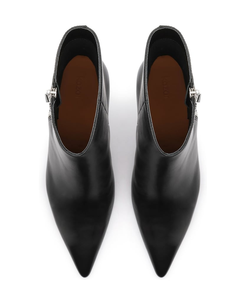 Kazar-Black-leather-booties-with-external-zipper-čierna