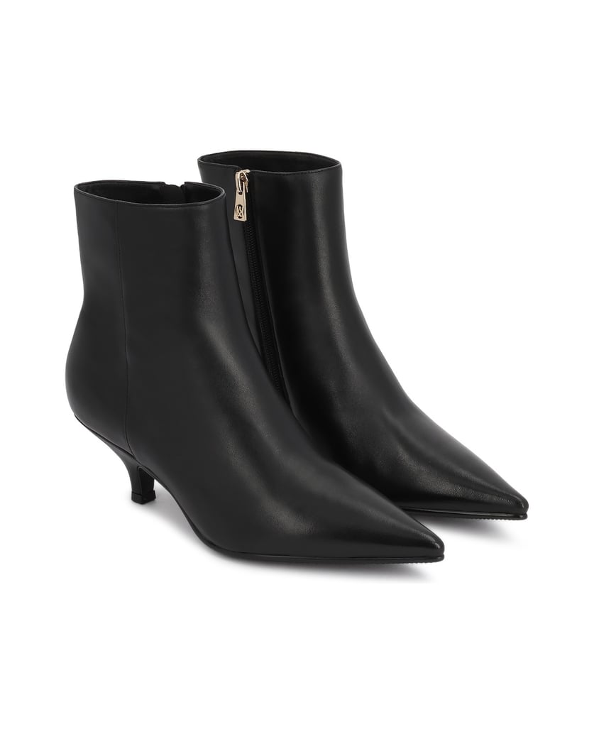 Kazar-Black-kitten-heel-booties-in-genuine-leather-černá