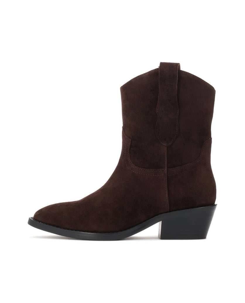 Kazar-Suede-cowboy-boots-in-dark-brown-with-a-cropped-heel-tmavá-hnedá