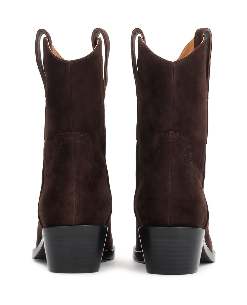 Kazar-Suede-cowboy-boots-in-dark-brown-with-a-cropped-heel-tmavá-hnedá