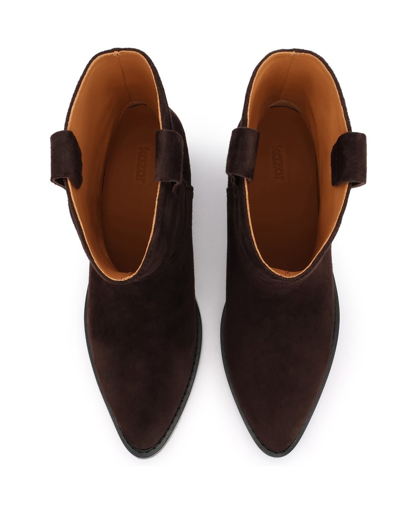 Kazar-Suede-cowboy-boots-in-dark-brown-with-a-cropped-heel-tmavá-hnedá