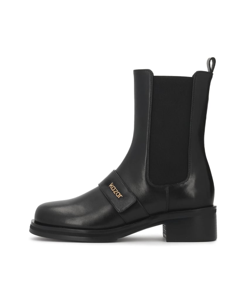 Kazar-Chelsea-leather-booties-with-logo-straps-čierna