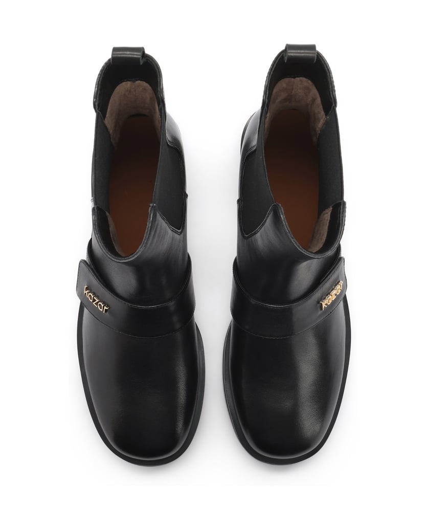Kazar-Chelsea-leather-booties-with-logo-straps-čierna