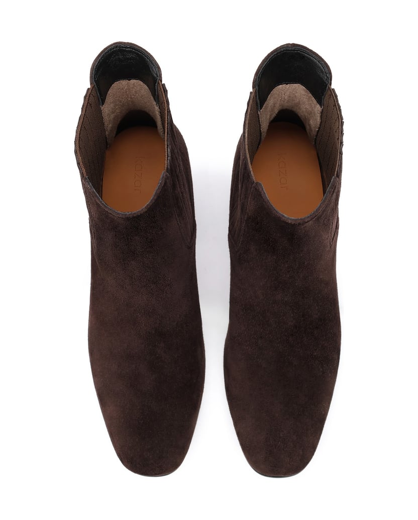 Kazar-Slip-on-suede-booties-with-elastic-inserts-tmavá-hnedá