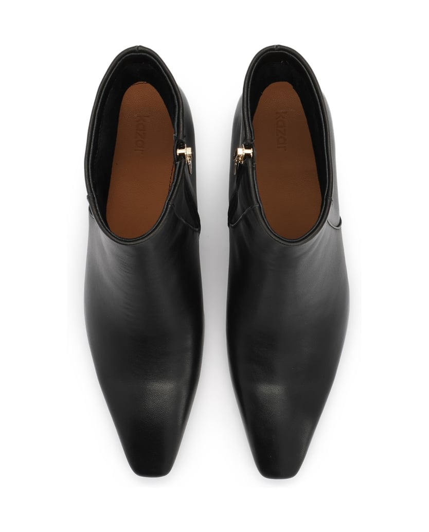 Kazar-Black-leather-booties-with-zipper-on-low-heel-čierna