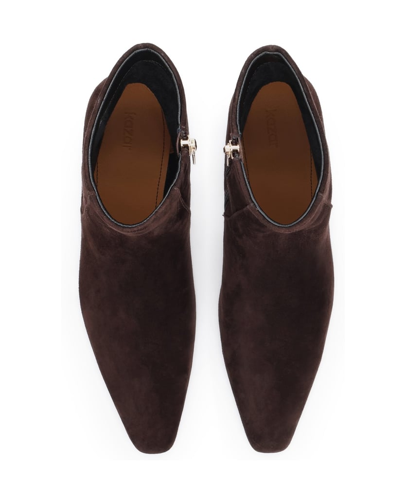 Kazar-Dark-brown-suede-zipper-booties-tmavá-hnedá