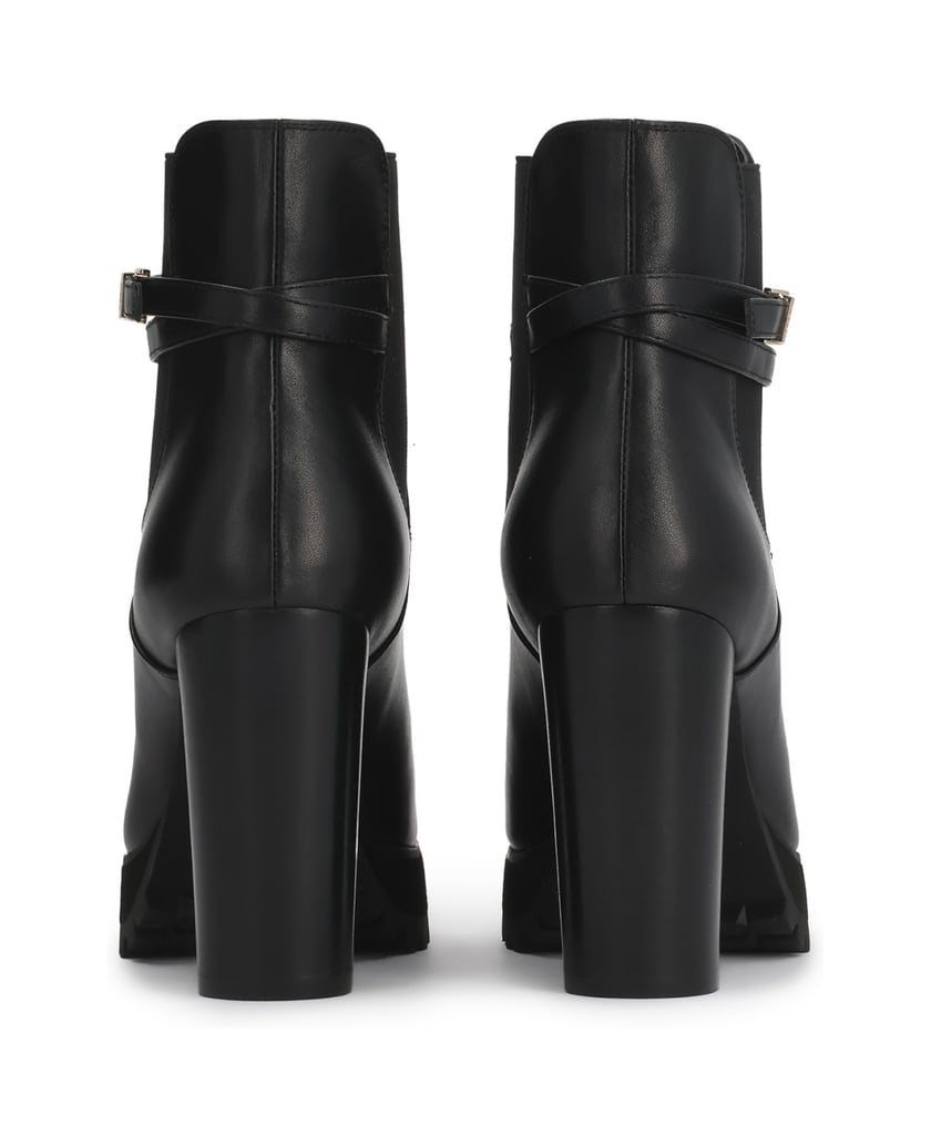 Kazar-Black-block-booties-with-platform-and-belts-čierna