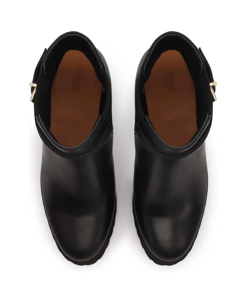 Kazar-Black-block-booties-with-platform-and-belts-čierna