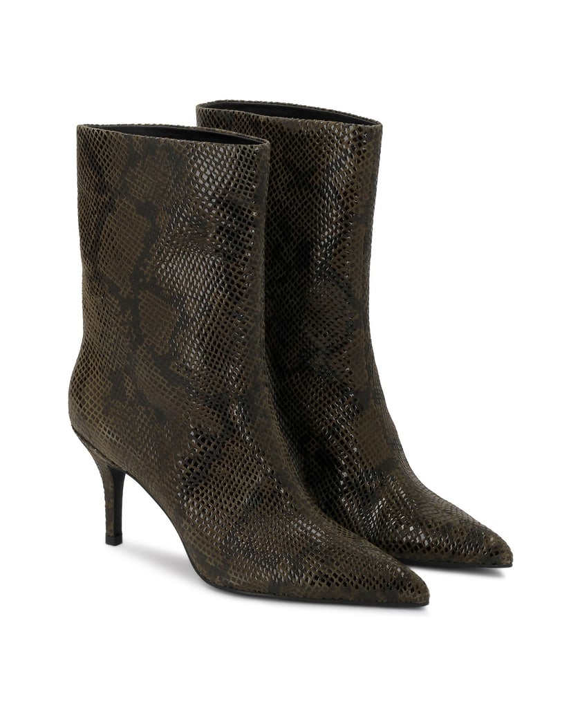 Kazar-Suede-snakeskin-pattern-booties-zelená