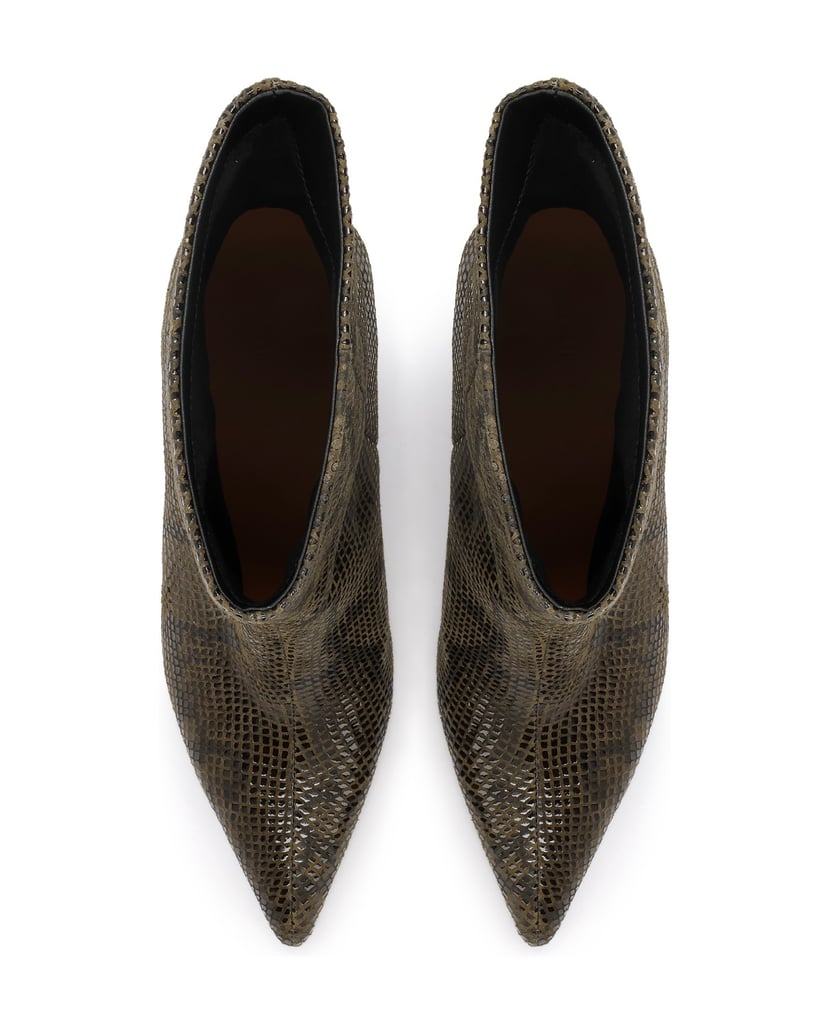 Kazar-Suede-snakeskin-pattern-booties-zelená