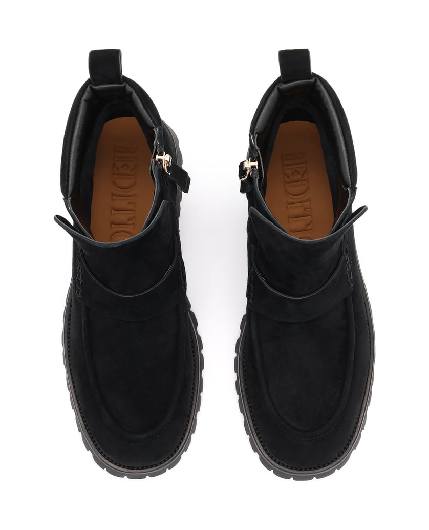Kazar-Black-suede-booties-on-a-trapper-sole-černá