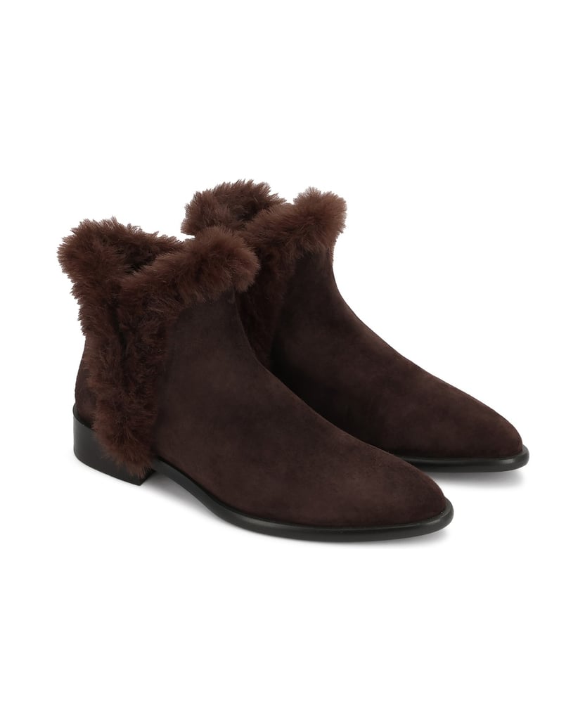Kazar-Dark-brown-suede-booties-with-synthetic-fur-tmavá-hnedá