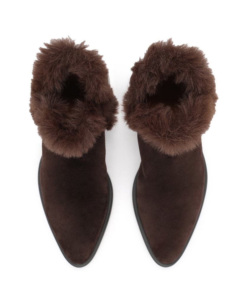 Kazar-Dark-brown-suede-booties-with-synthetic-fur-tmavá-hnedá