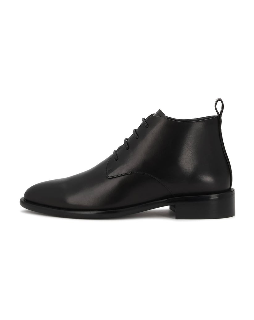 Kazar-Minimalistische-flache-Schnürstiefel-aus-Leder-schwarz