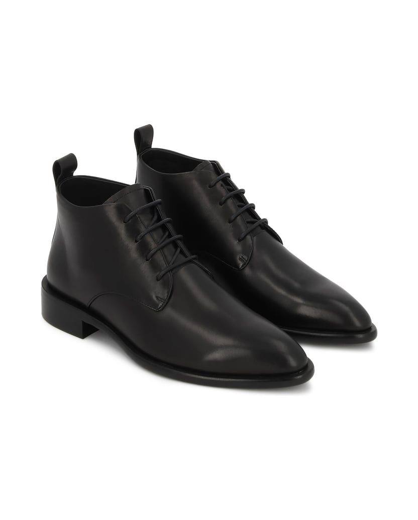 Kazar-Minimalistische-flache-Schnürstiefel-aus-Leder-schwarz