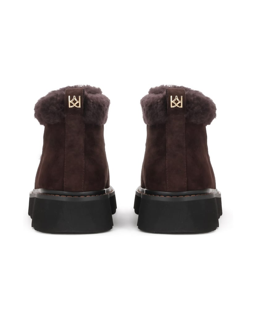 Kazar-Dark-brown-suede-flat-ankle-boots-with-wool-collar-tmavá-hnedá