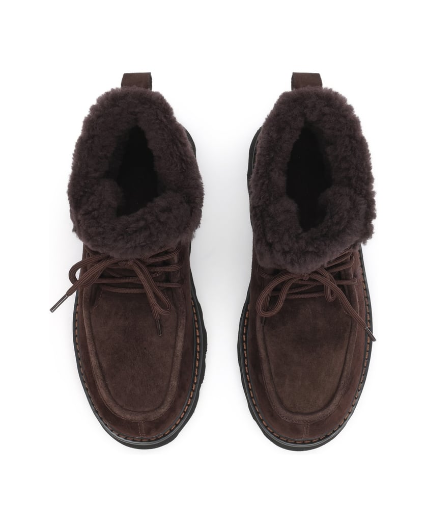 Kazar-Dark-brown-suede-flat-ankle-boots-with-wool-collar-tmavá-hnedá