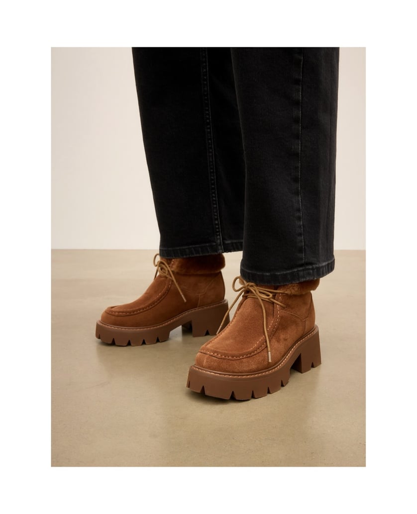 Kazar-Brown-suede-flat-ankle-boots-with-fur-trim-hnedá
