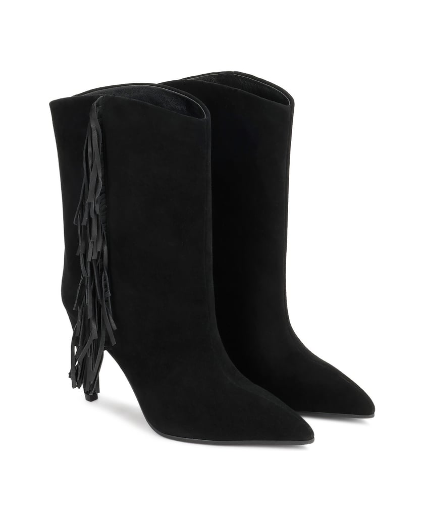Kazar-Suede-booties-embellished-with-tassels-čierna