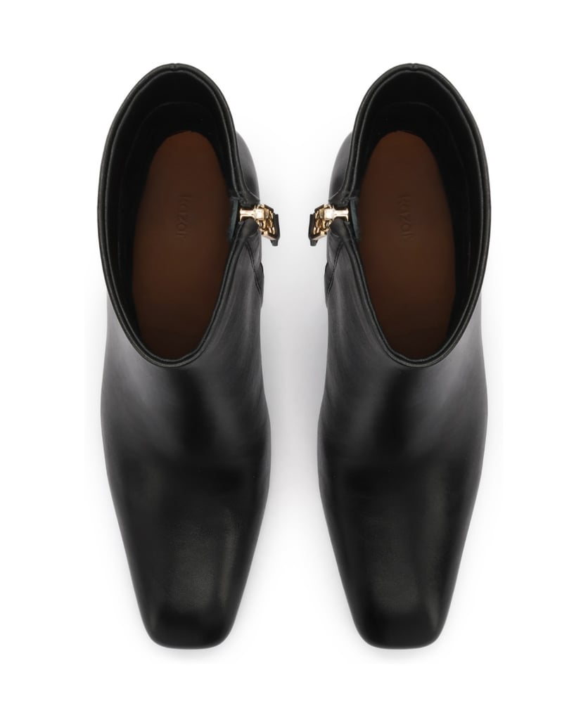 Kazar-Black-leather-heeled-booties-with-zipper-čierna