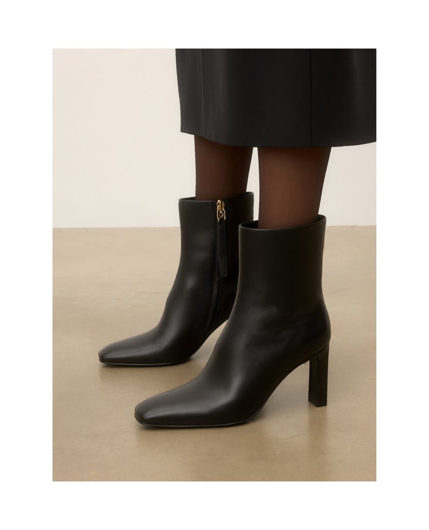 Kazar-Black-leather-heeled-booties-with-zipper-čierna