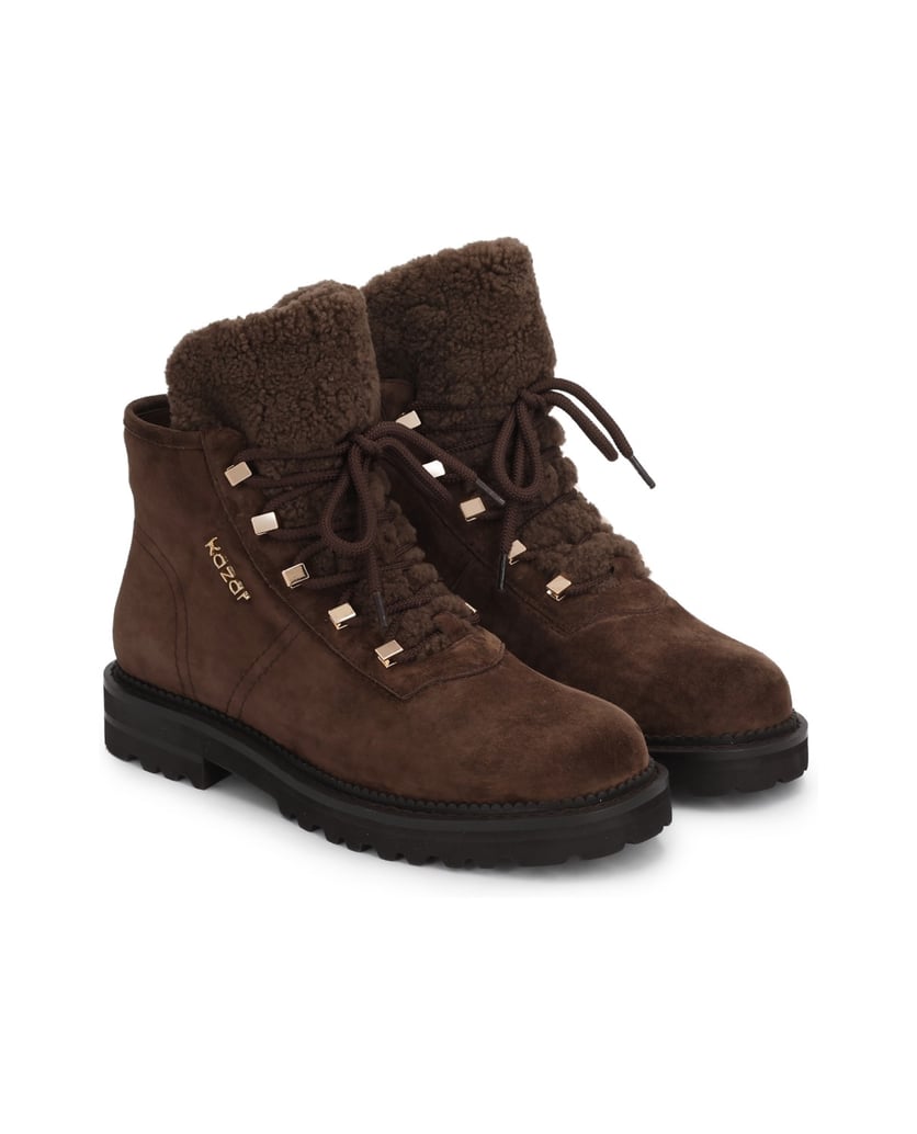 Kazar-Brown-suede-flat-ankle-boots-with-lambskin-tongue-hnědá