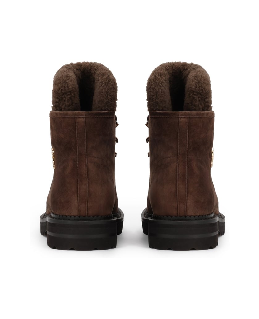 Kazar-Brown-suede-flat-ankle-boots-with-lambskin-tongue-hnědá