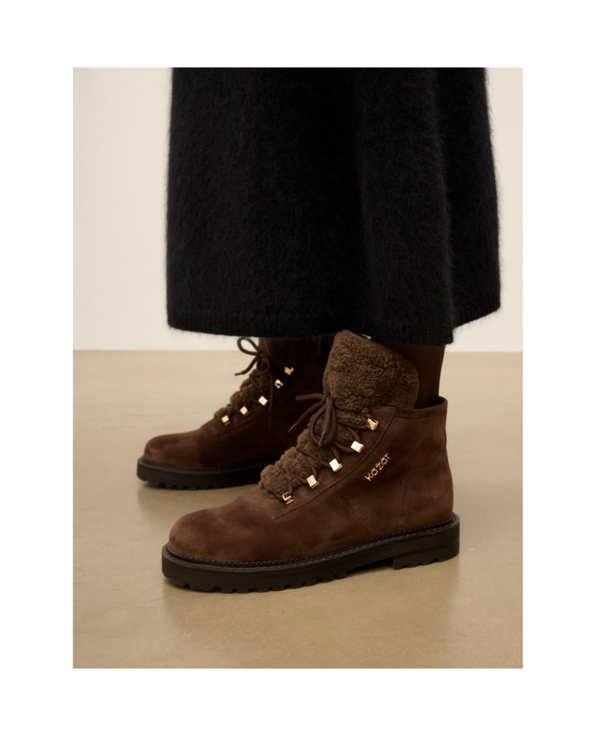 Kazar-Brown-suede-flat-ankle-boots-with-lambskin-tongue-hnědá