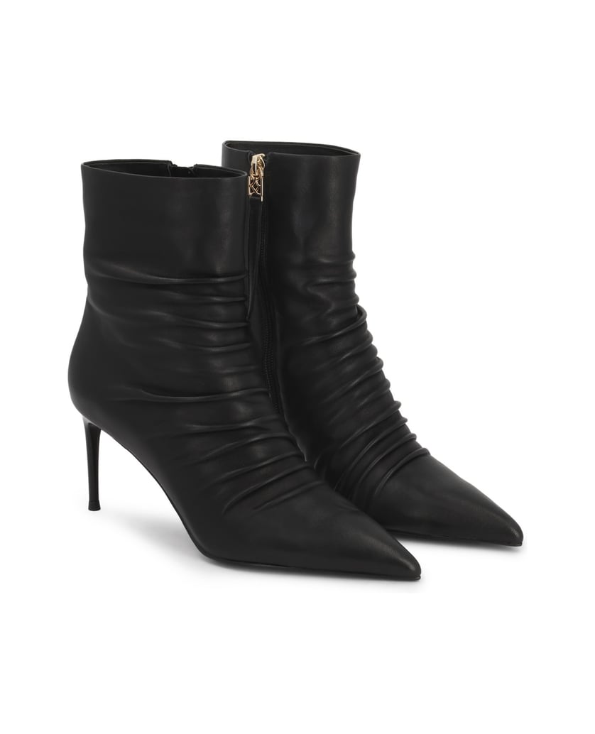 Kazar-Black-leather-booties-with-crinkled-upper-čierna