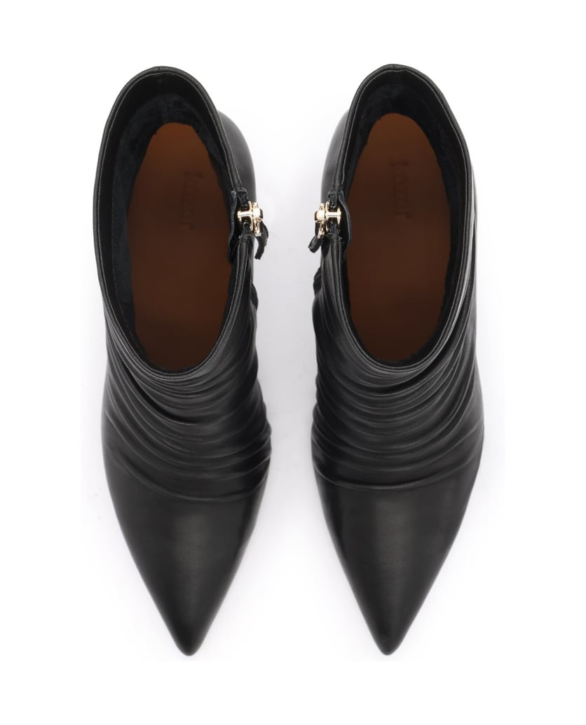 Kazar-Black-leather-booties-with-crinkled-upper-čierna