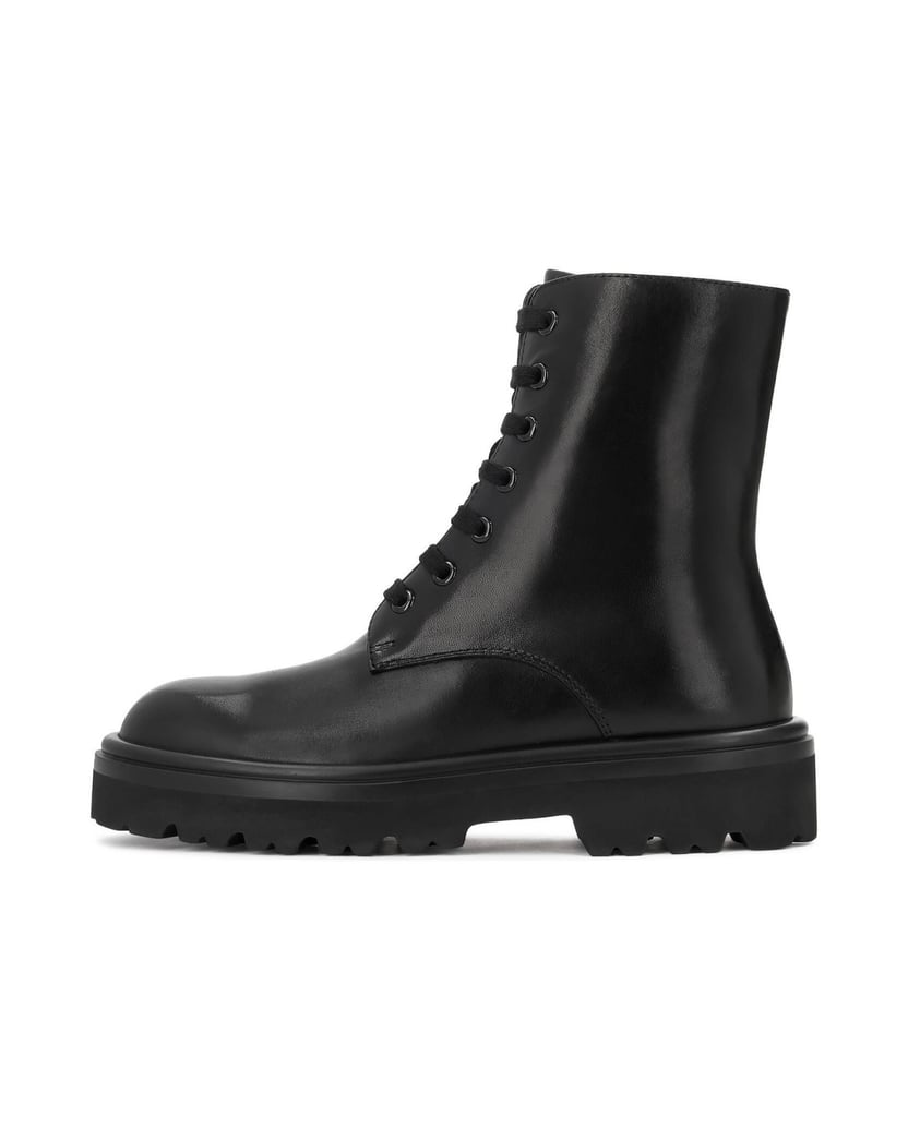 Kazar-Flat-ankle-boots-in-leather-with-zipper-and-lacing-čierna