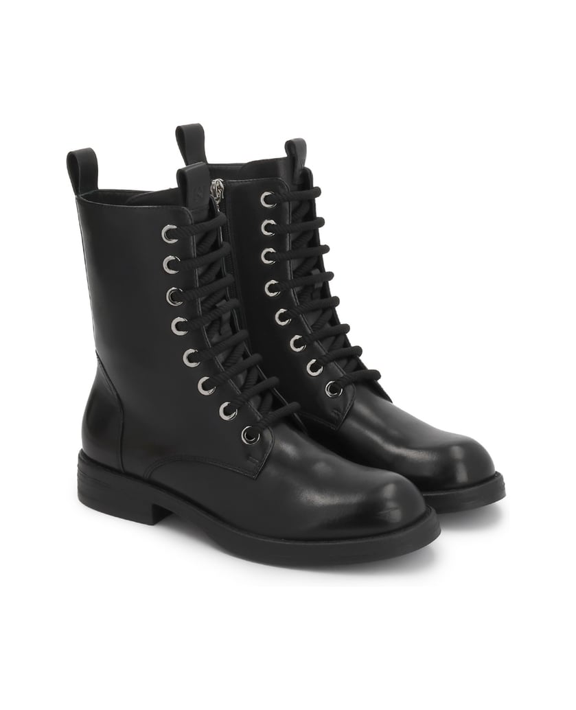 Kazar-Flat-ankle-boots-with-zipper-and-lacing-čierna