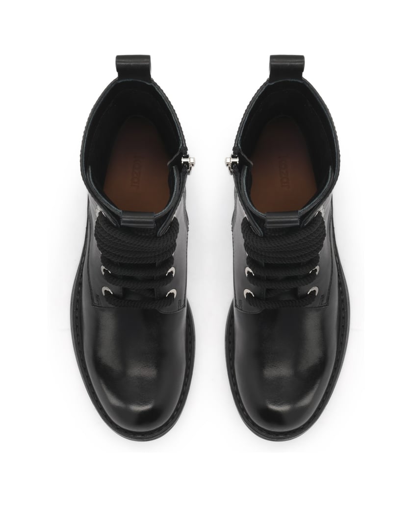 Kazar-Flat-ankle-boots-with-zipper-and-lacing-čierna