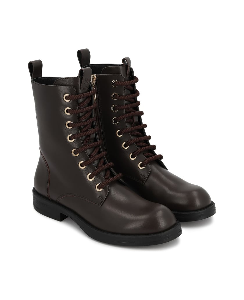 Kazar-Classic-flat-ankle-boots-with-textured-laces-tmavá-hnedá