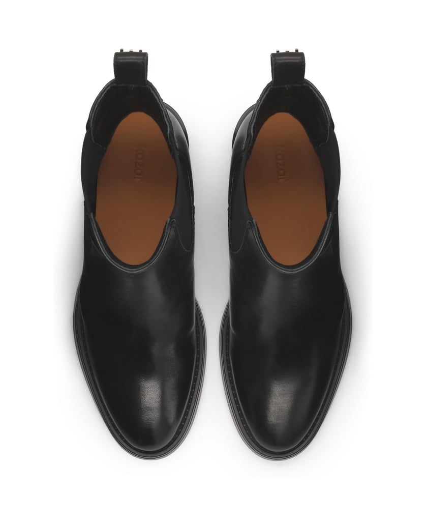 Kazar-Slip-on-leather-booties-with-a-sturdy-heel-čierna