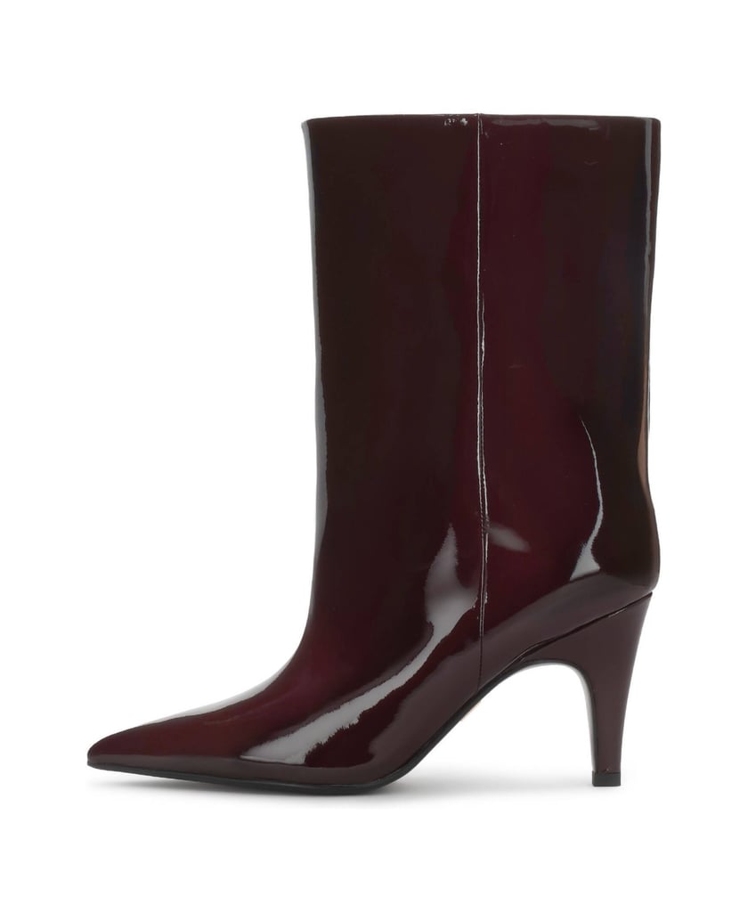 Kazar-Maroon-patent-booties-with-slim-heel-červená