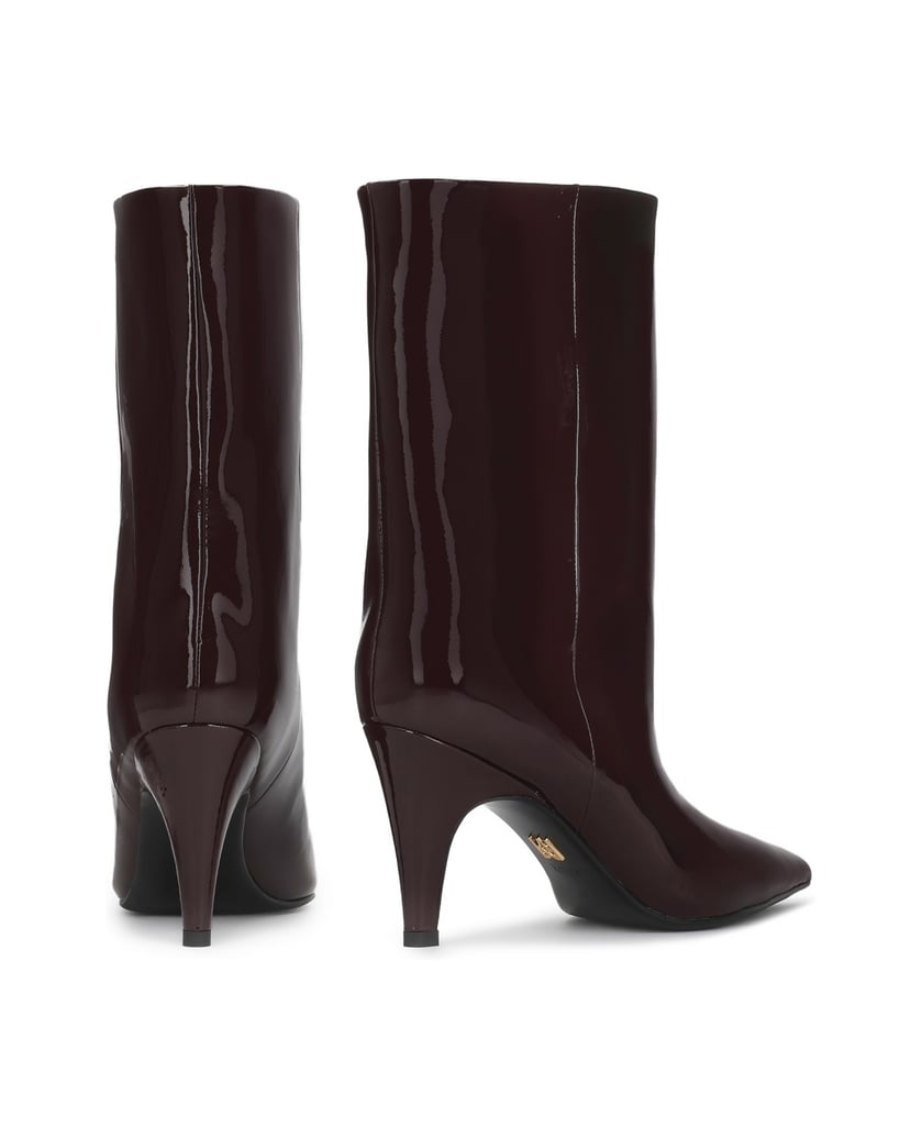 Kazar-Maroon-patent-booties-with-slim-heel-červená
