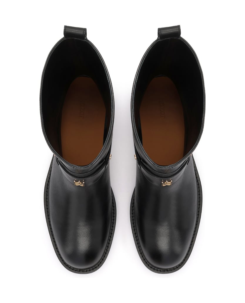 Kazar-Minimalist-flat-booties-with-ankle-straps-černá