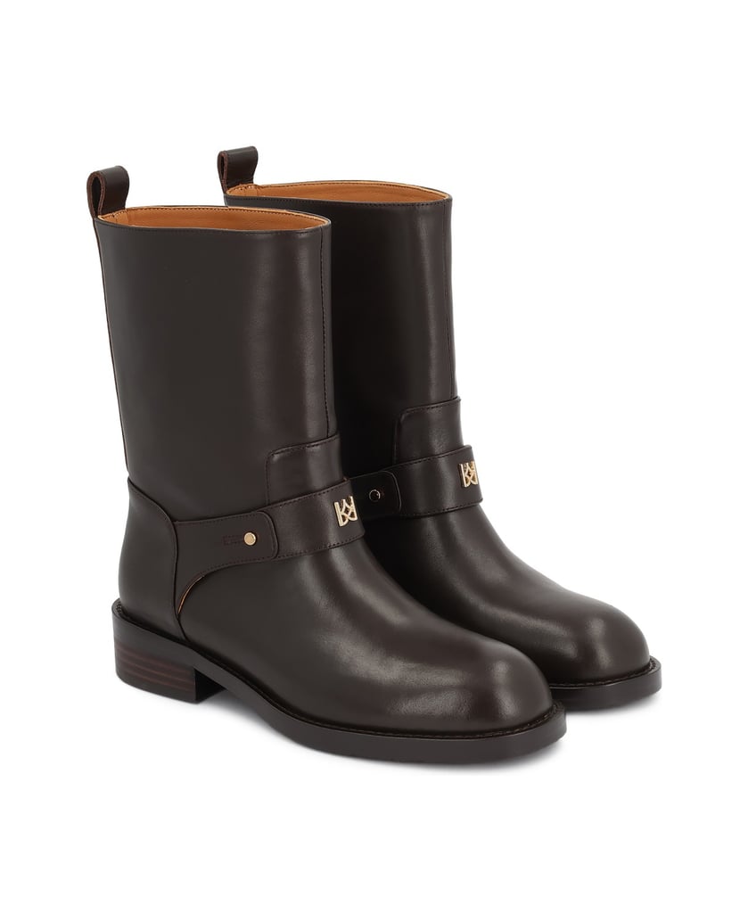 Kazar-Slip-on-leather-booties-with-flat-heel-tmavá-hnedá