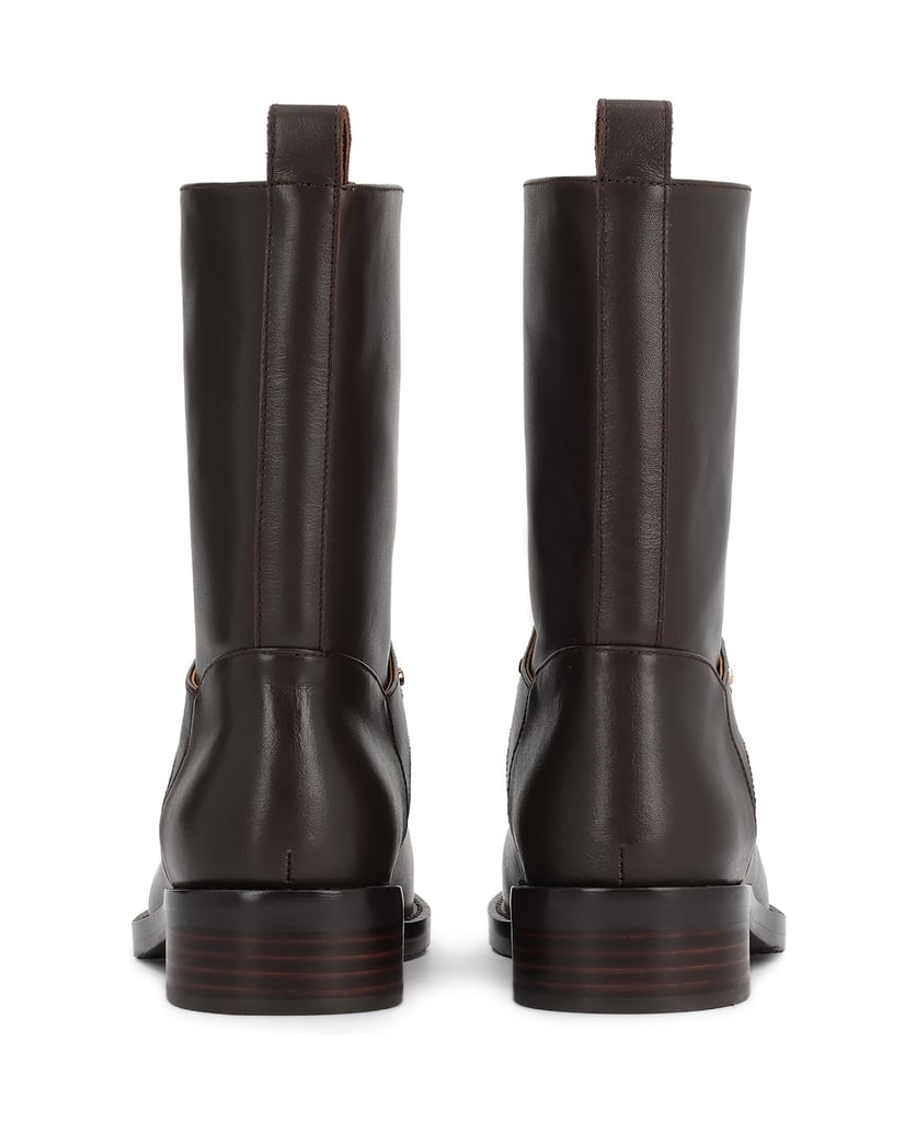 Kazar-Slip-on-leather-booties-with-flat-heel-tmavá-hnedá