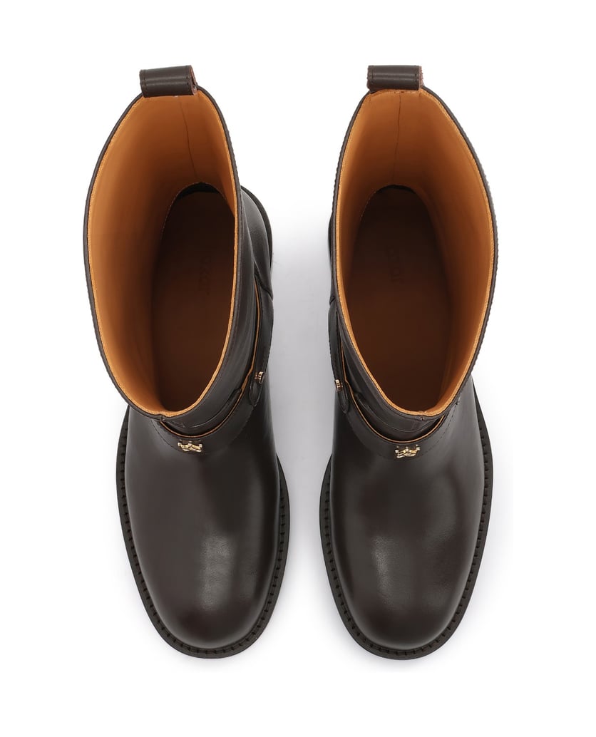 Kazar-Slip-on-leather-booties-with-flat-heel-tmavá-hnedá