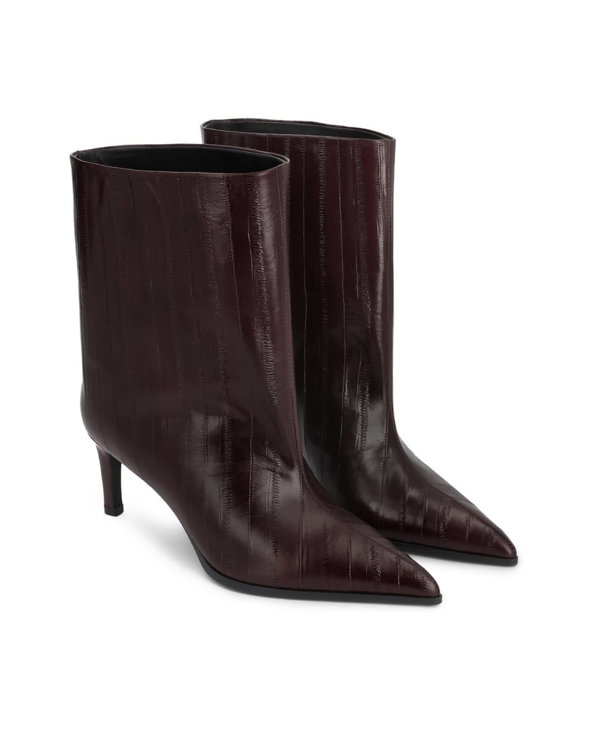 Kazar-Maroon-booties-with-wide-slip-on-top-in-embossed-leather-červená