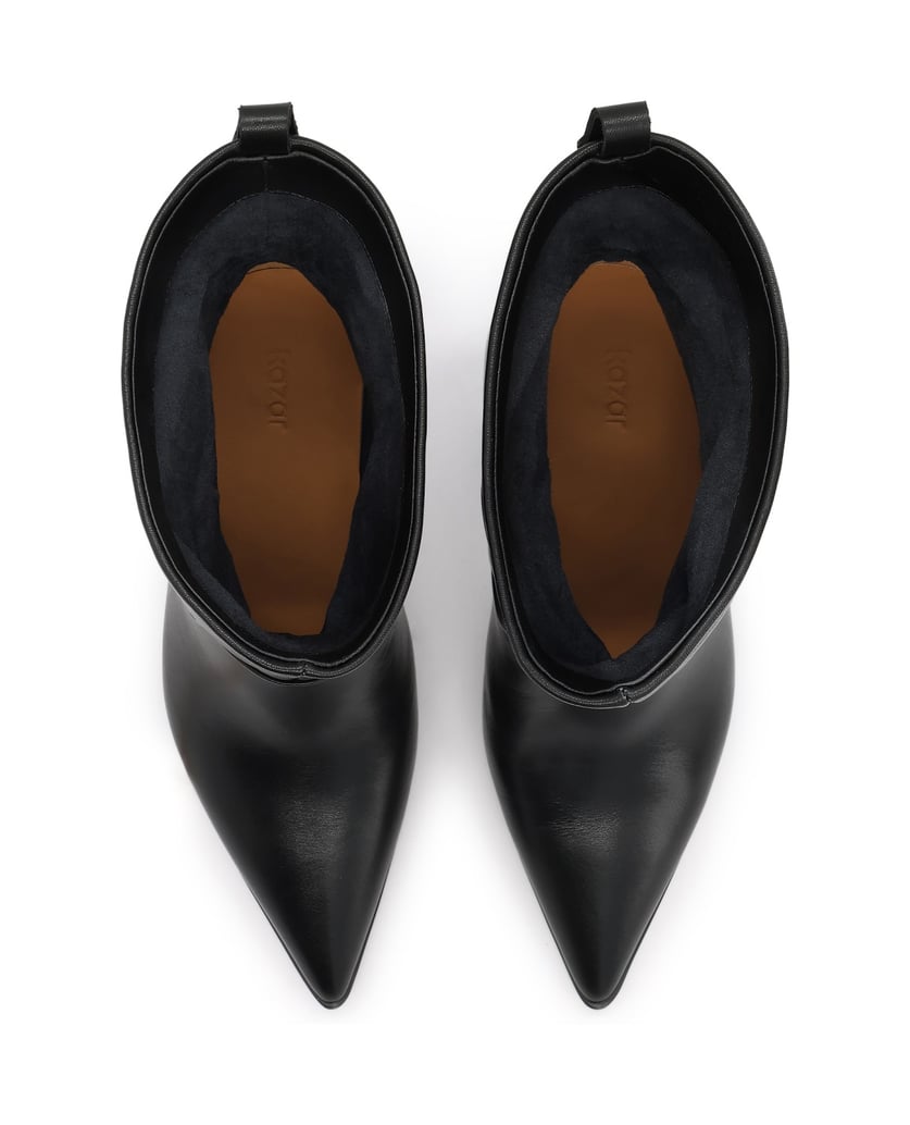 Kazar-Black-stiletto-heeled-leather-booties-with-slip-on-tops-černá