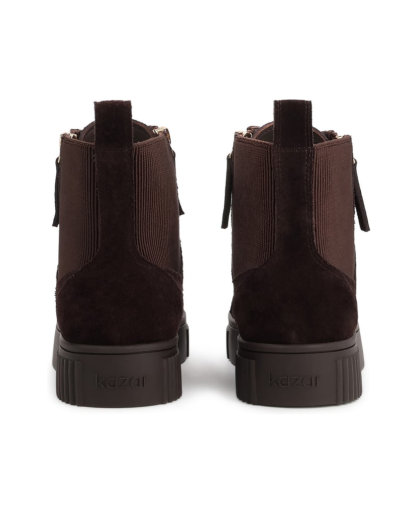 Kazar-Dark-brown-suede-flat-ankle-boots-with-ribbed-inserts-tmavě-hnědá