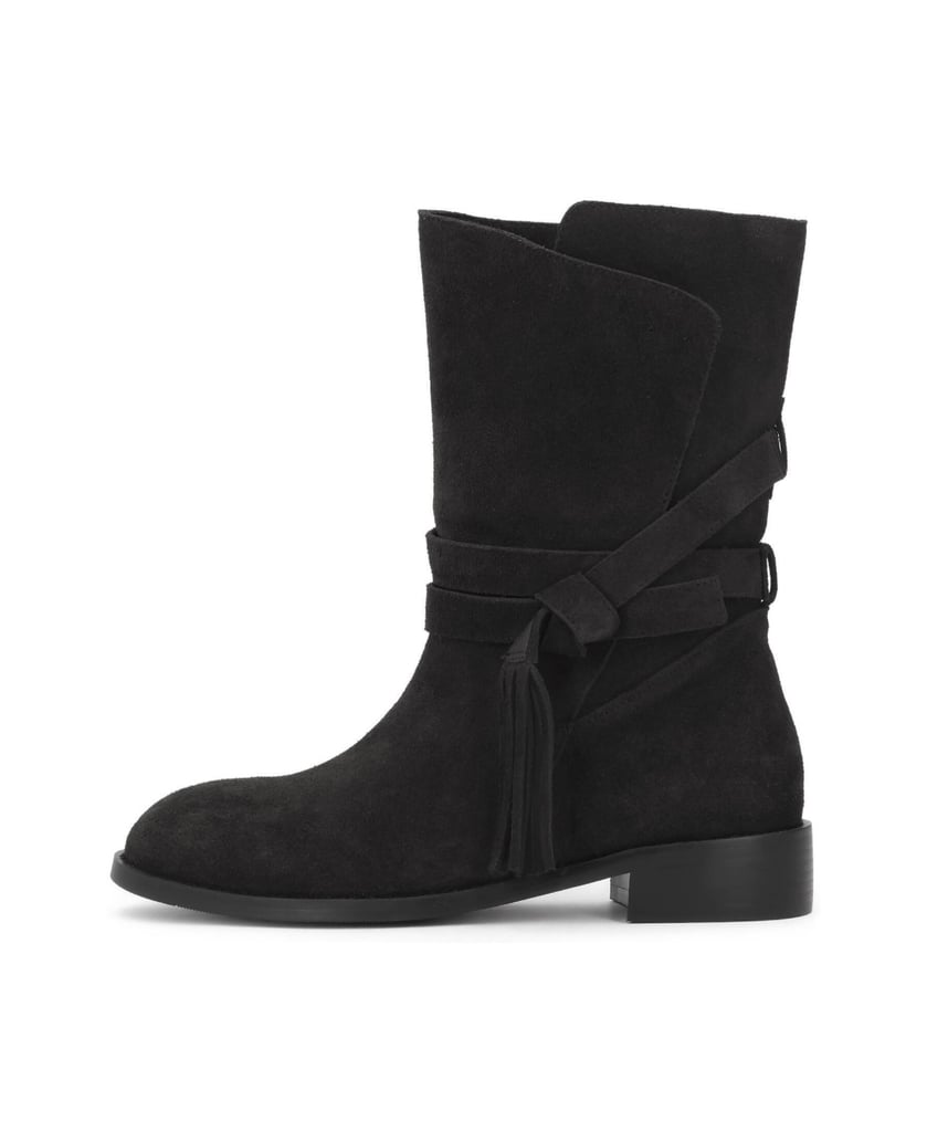 Kazar-Black-suede-booties-with-binding-and-chokers-čierna