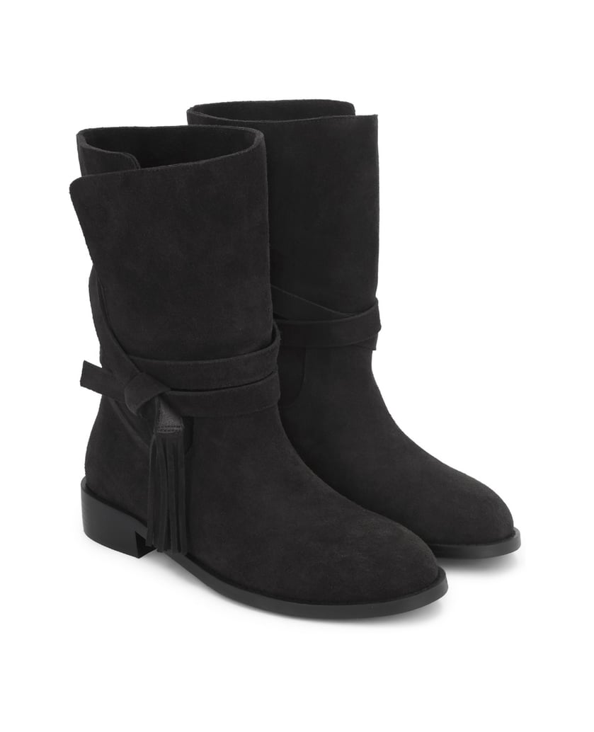 Kazar-Black-suede-booties-with-binding-and-chokers-čierna