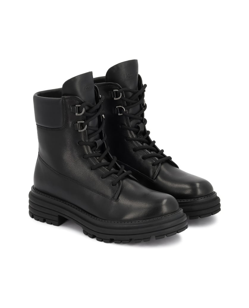 Kazar-Black-women's-leather-flat-ankle-boots-with-zipper-čierna