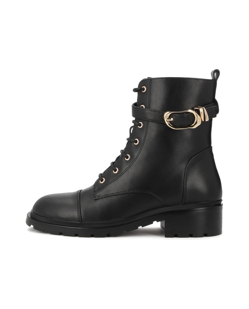 Kazar-Leather-ankle-boots-with-decorative-belt-and-grooved-sole-čierna