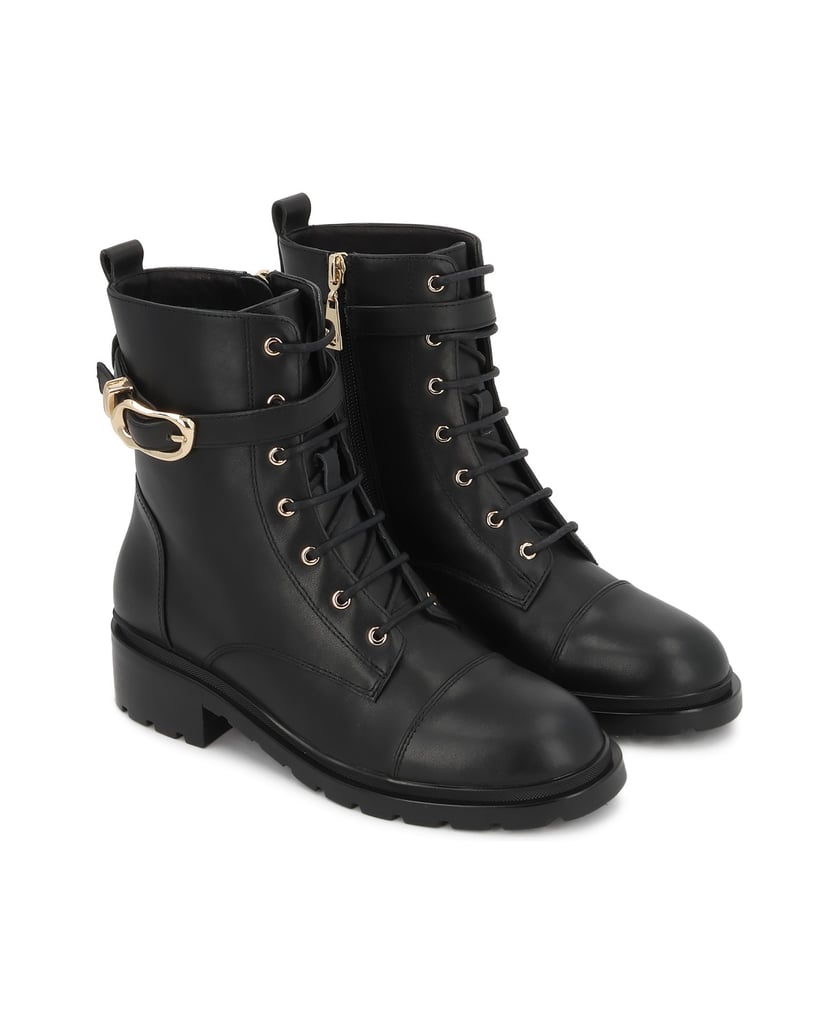 Kazar-Leather-ankle-boots-with-decorative-belt-and-grooved-sole-čierna