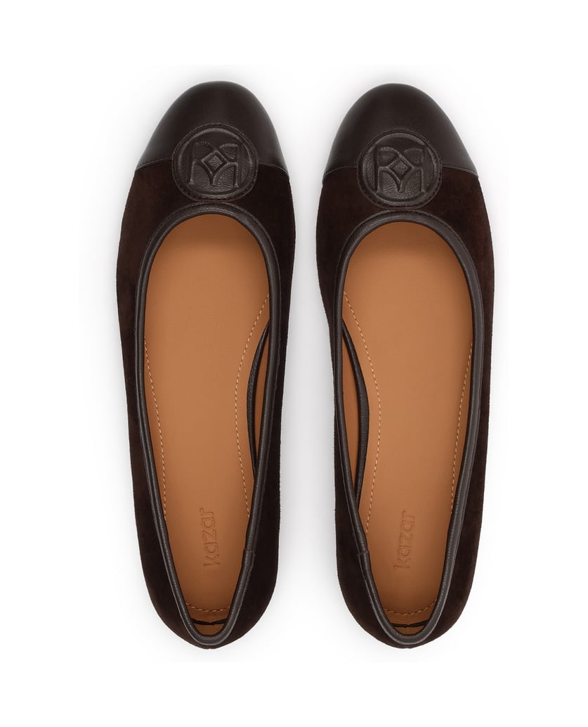 Kazar-Brown-ballerinas-in-suede-and-smooth-leather-tmavá-hnedá